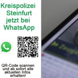 QR-Code für den WhatsApp-Kanal der Kreispolizei Steinfurt mit dem Hinweis, diesen zu scannen, um aktuelle Infos zu erhalten.
